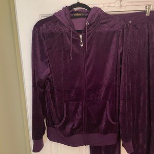 Deep Lavender Velour Active Wear Set (Size L)